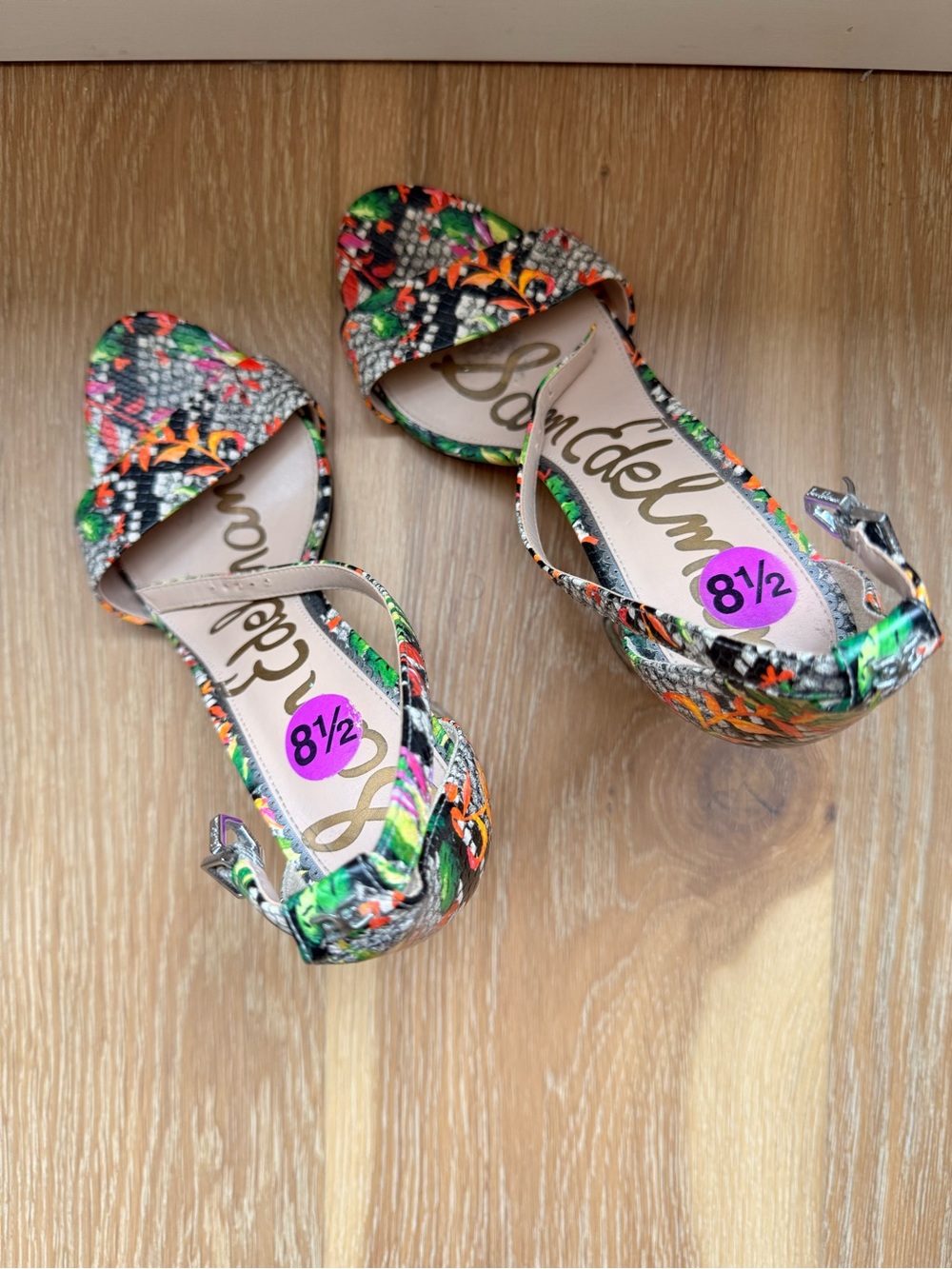Sam Edelman Floral Multicolor Ankle Strap Sandals - Size 8.5